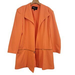 MetroStyle Blazer Bright Orange Jacket‎ Sz 16 Lined Zip Around Adjustable